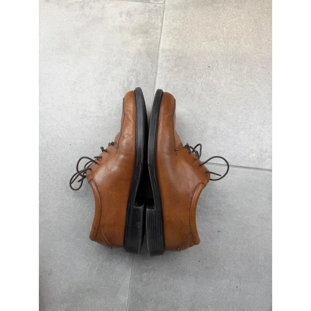 Vintage Nunn Bush Men 10W Tan Brown Leather Bicycle Toe Comfort Gel Oxford Shoes